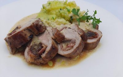 Solomillo relleno con salsa de queso