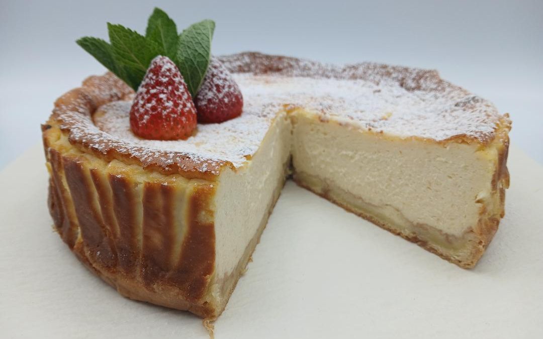 Tarta de queso con berlinas
