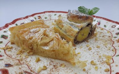 Tarta flor y tronco de Navidad