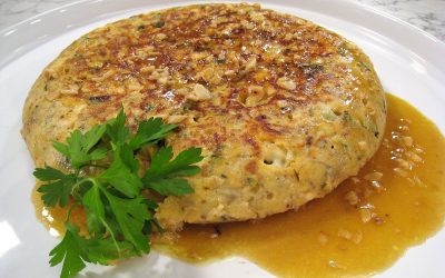 Tortilla de calabacín, pollo y queso