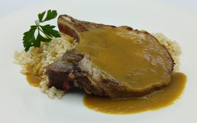 Costillas asadas a la miel y mostaza