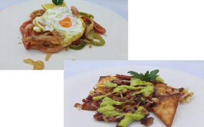 Gambas fritas con huevo