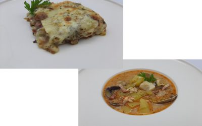 Lasaña de setas con jamón