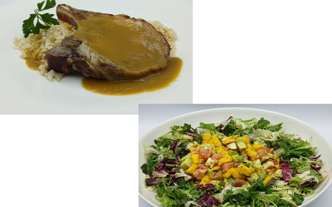 Chuletas con mango y curry