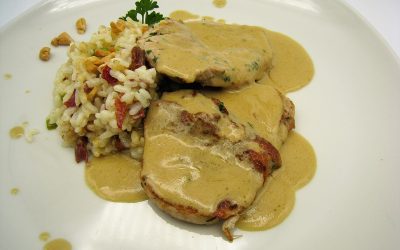 Escalopines en salsa de queso azul