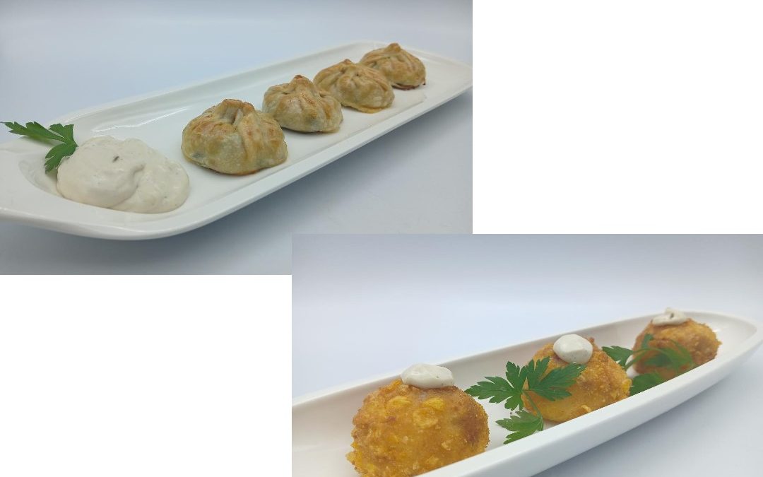 Sacos de espinacas, jamón y queso