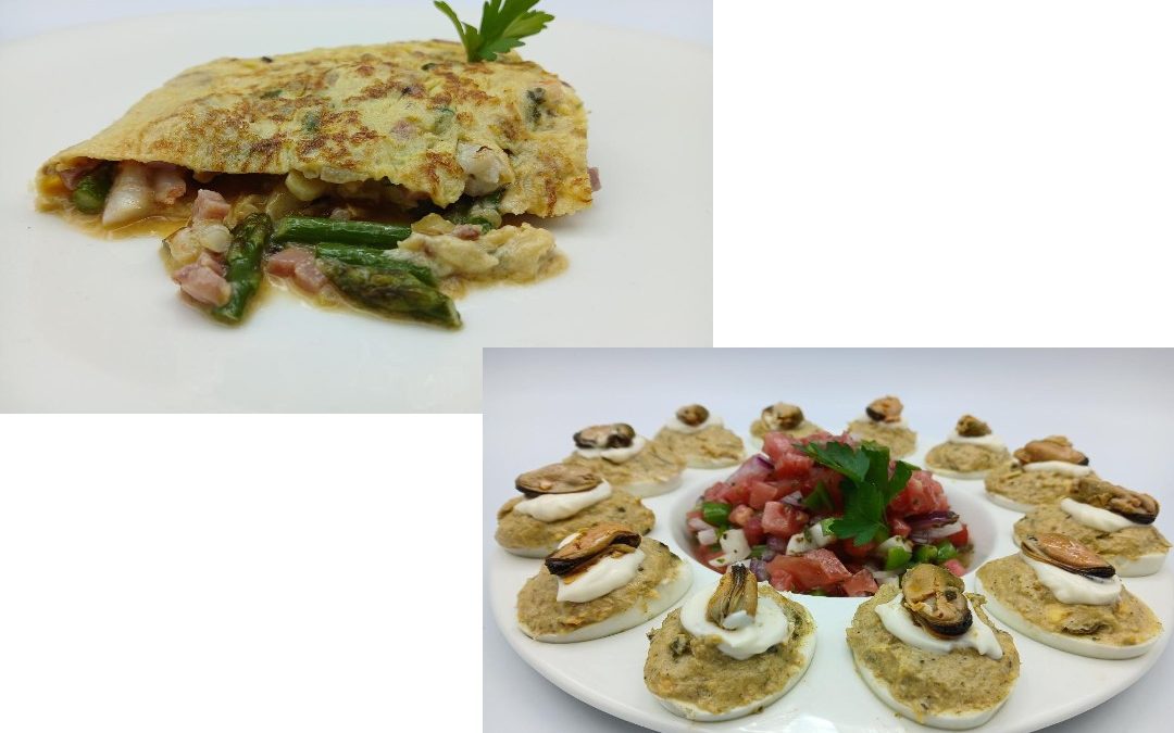 Tortilla de espárragos y gambas