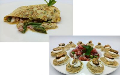 Tortilla de espárragos y gambas